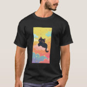 Grappige Zwarte Kat Kleurrijke Wolken Schattige Ka T-shirt (Voorkant)