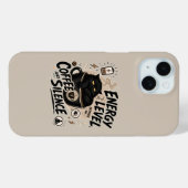 Grappige Zwarte Kat Koffie iPhone 15 Hoesje (Achterkant (horizontaal))