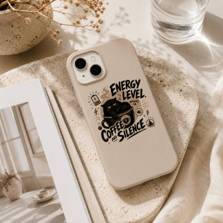 Grappige Zwarte Kat Koffie iPhone 15 Hoesje