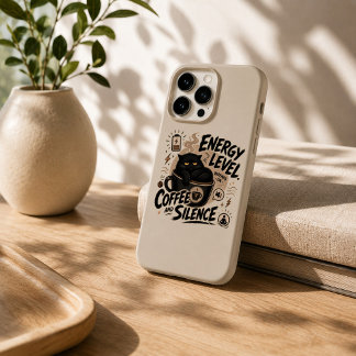 Grappige Zwarte Kat Koffie iPhone 15 Pro Hoesje