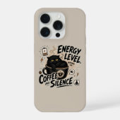Grappige Zwarte Kat Koffie iPhone 15 Pro Hoesje (Achterkant)
