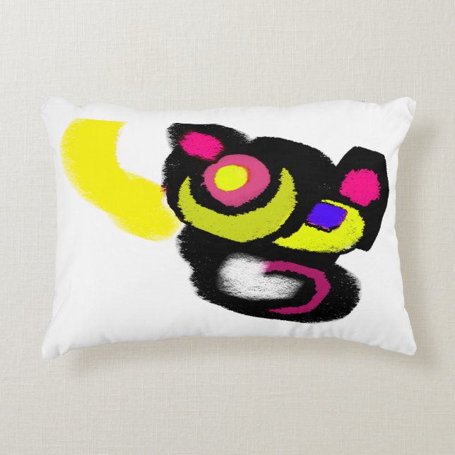 Grappige zwarte kat kunst accent kussen (Voorkant)