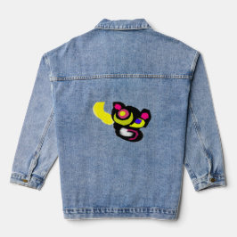 Grappige zwarte kat kunst denim jacket