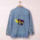 Grappige zwarte kat kunst denim jacket (Hangar)