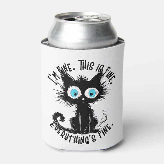 Grappige zwarte kat kunst het is prima ik ben prim blikjeskoeler (Blikje Voorkant)