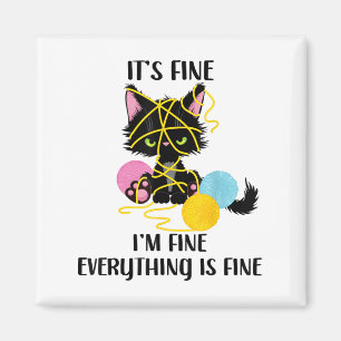Grappige zwarte kat kunst het is prima ik ben prim magneet