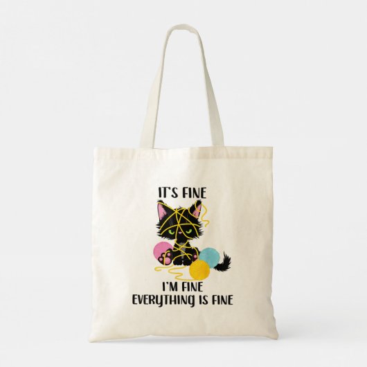 Grappige zwarte kat kunst het is prima ik ben prim tote bag (Achterkant)