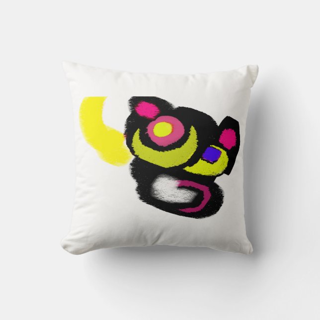 Grappige zwarte kat kunst kussen (Voorkant)