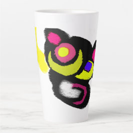 Grappige zwarte kat kunst latte mok