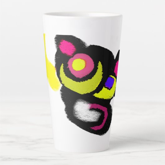 Grappige zwarte kat kunst latte mok (Voorkant)