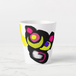 Grappige zwarte kat kunst latte mok