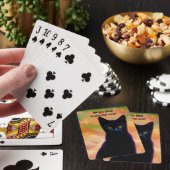 Grappige zwarte kat kunst spelen poker kaarten (Insitu)