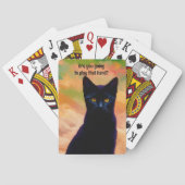 Grappige zwarte kat kunst spelen poker kaarten (Achterkant)