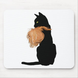 Grappige zwarte kat Lady Kamala met Trump Hair Ste Muismat