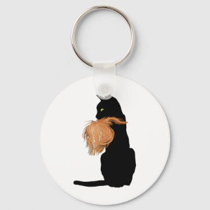 Grappige zwarte kat Lady Kamala met Trump Hair Ste Sleutelhanger