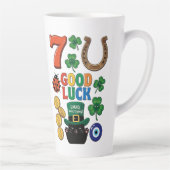 Grappige Zwarte Kat Lucky Charm St. Patrick's Day Latte Mok (Rechts)