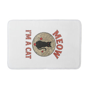 Grappige Zwarte Kat Maan Vintage Halloween Ontwerp Badmat