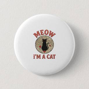 Grappige Zwarte Kat Maan Vintage Halloween Ontwerp Ronde Button 5,7 Cm