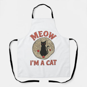 Grappige Zwarte Kat Maan Vintage Halloween Ontwerp Schort