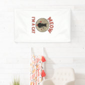Grappige Zwarte Kat Maan Vintage Halloween Ontwerp Spandoek (Insitu)