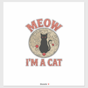 Grappige Zwarte Kat Maan Vintage Halloween Ontwerp Sticker