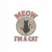 Grappige Zwarte Kat Maan Vintage Halloween Ontwerp Sticker (Voorkant)