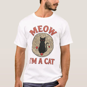 Grappige Zwarte Kat Maan Vintage Halloween Ontwerp T-shirt
