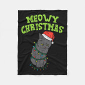 Grappige Zwarte Kat Meowy Kerst Grappige Kat Manne Fleece Deken (Voorkant)