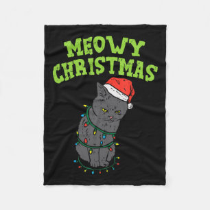 Grappige Zwarte Kat Meowy Kerst Grappige Kat Manne Fleece Deken