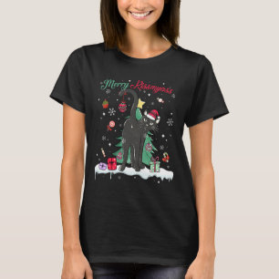 Grappige zwarte kat Merry Kissmy Santa Hat Tree Ch T-shirt