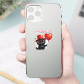 Grappige zwarte kat met ballonnen Valentijnsdag Sticker (Telefoon)