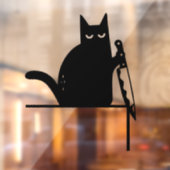 Grappige zwarte kat met mes decoratie, deurframe k raamsticker (Vel 2)
