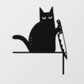 Grappige zwarte kat met mes decoratie, deurframe k raamsticker (Vel)