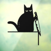Grappige zwarte kat met mes decoratie, deurframe k raamsticker (Vel 3)