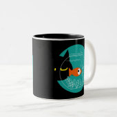 Grappige zwarte kat Mok – Kuro Catto tweekleurige (Voorkant rechts)