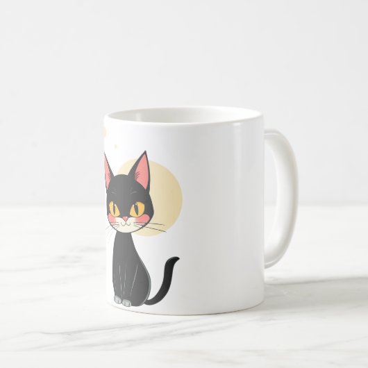 Grappige zwarte kat mok retro kattenliefhebber (Voorkant rechts)