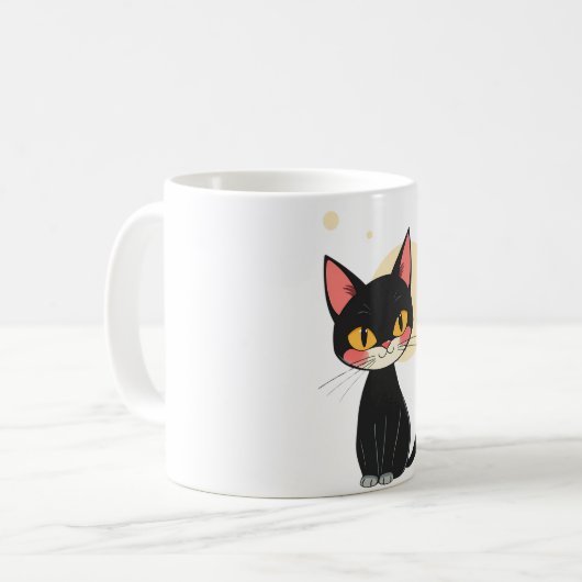 Grappige zwarte kat mok retro kattenliefhebber (Voorkant links)