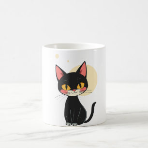 Grappige zwarte kat mok retro kattenliefhebber