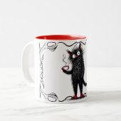 Grappige Zwarte Kat Mok | Whimsisch Koffieliefhebb (Voorkant links)