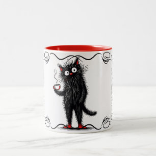 Grappige Zwarte Kat Mok   Whimsisch Koffieliefhebb