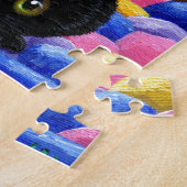 Grappige Zwarte Kat Muis Bed Creationarts Legpuzzel (Zijkant)