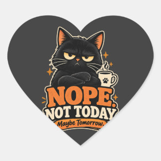 Grappige Zwarte Kat Nee Niet Vandaag Misschien Mor Hart Sticker