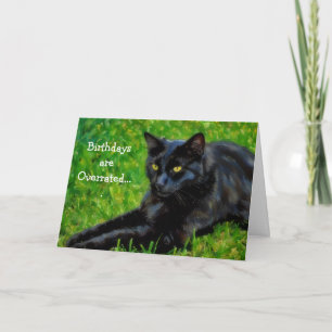 Grappige Zwarte Kat Oude Ouderling Verjaardagskaar Kaart