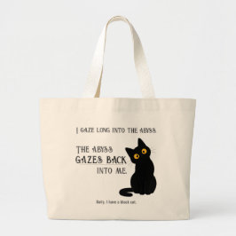 Grappige Zwarte Kat Ouder Nietzsche Citaat Boodsch Grote Tote Bag