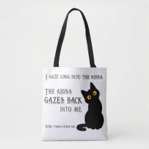 Grappige Zwarte Kat Ouder Nietzsche Citaat Boodsch