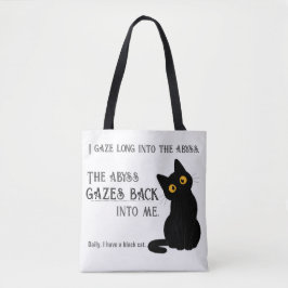 Grappige Zwarte Kat Ouder Nietzsche Citaat Boodsch Tote Bag