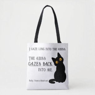 Grappige Zwarte Kat Ouder Nietzsche Citaat Boodsch Tote Bag