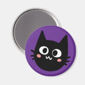 Grappige Zwarte Kat Paars Magneet (Voorkant / Achterkant)