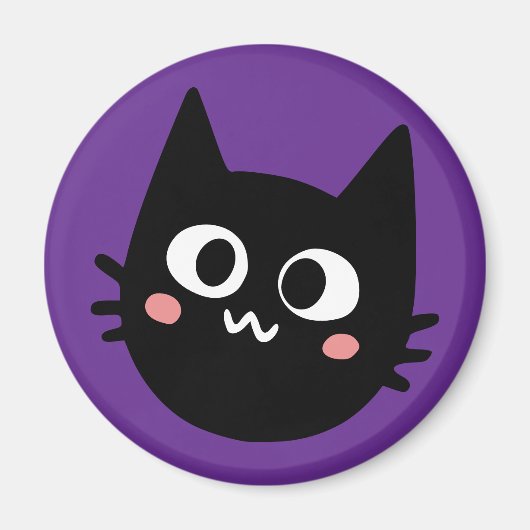 Grappige Zwarte Kat Paars Magneet (Voorkant)
