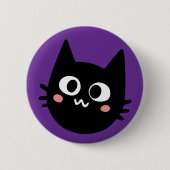Grappige Zwarte Kat Paars Ronde Button 5,7 Cm (Voorkant)